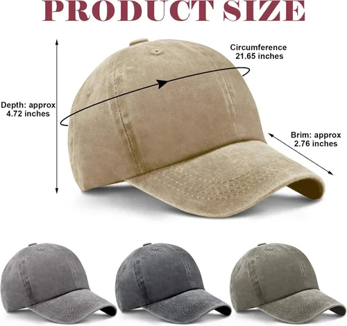 Vista 2 de 4 piezas de algodón lavado gorra de béisbol ajustable sarga llano sombrero unisex gorra de béisbol vintage papá sombrero