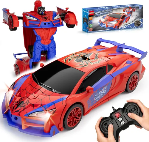 Vista 8 de Qumcou Auto de control remoto de transformación, autos RC para niños de 3 a 5 6 a 8 años, autos de juguete transformables con un botón, 2.4 GHz