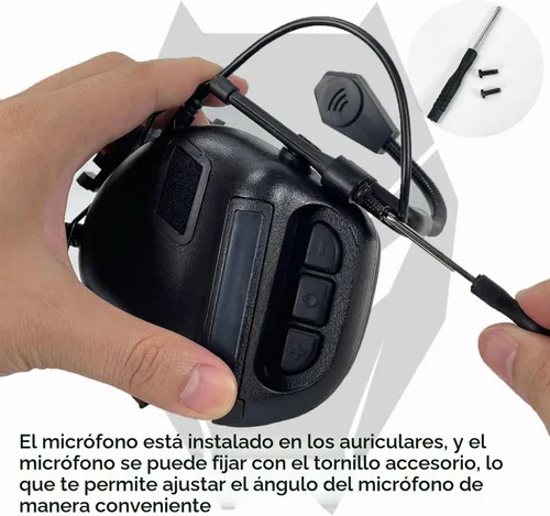 Vista 5 de ATAIRSOFT - Auriculares tácticos para casco con intercomunicador de potencia ilimitada con micrófono, impermeables para caza y tiro, orejeras sin BK