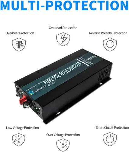 Vista 7 de WZRELB 4000W 12V DC a 120V AC onda sinusoidal pura inversor de energía solar