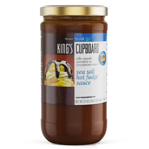 Vista 7 de Salsa de Chocolate con Ganache Caliente de Sal Marina de King's Cupboard - La Salsa de Ganache Caliente Perfecta para Cubrir Helado y Postres, Riego