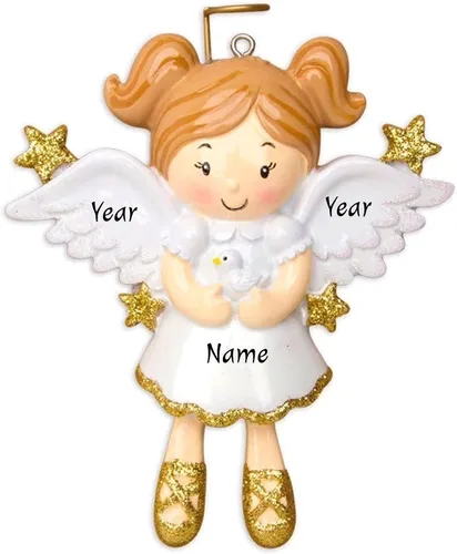 Vista 2 de Adorno personalizado 2023 Bautismo Cruz Santa Paloma Blanca Árbol de Navidad Decoración personalizada Memorial Religioso - Personalización gratis