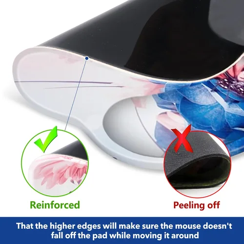 Vista 6 de AIMSA Alfombrilla de mouse con soporte para muñeca, reposamuñecas ergonómica, cómoda almohadilla de gel para mouse con base de poliuretano Butterfly