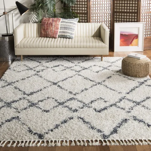 Vista 9 de SAFAVIEH Alfombra de área de 8 x 10 pulgadas, colección Pro Luxe Shag - Grande, borla bohemia marroquí, no desprende pelusa y fácil de limpiar, pelo