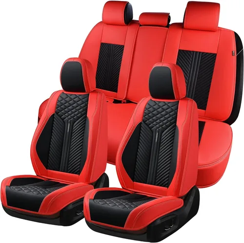 Vista 13 de Coverado Fundas de asiento delantero, paquete de 2 fundas de asiento impermeables para automóviles, cojines de asiento de cuero de lujo, protectores