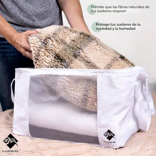 Vista 2 de Bolsas de almacenamiento de suéter de cachemira con protección contra polillas de cedro Bolsa de algodón transpirable y lavable Adecuado