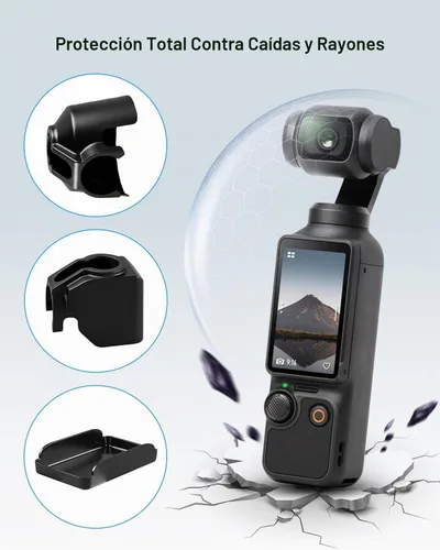 Vista 5 de Kit de soportes para manillar de abrazadera de cámara de bicicleta, cubierta protectora de cámara para parasol de lente compatible con DJI Osmo