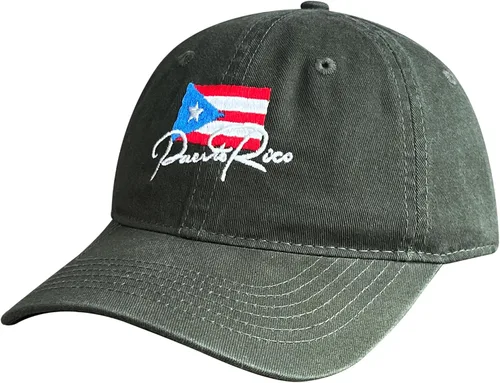 Vista 12 de Sombreros de Puerto Rico para hombres y mujeres, gorra de béisbol bordada ajustable para papá Sombrero para papá de Puerto Rico Negro