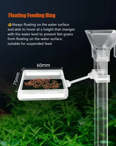 Vista 6 de KINGYEENUO Juego de alimentador de camarones - Kit de tubo de alimentación de peces de acuario con anillo de alimentación, cepillo de limpieza, tubo