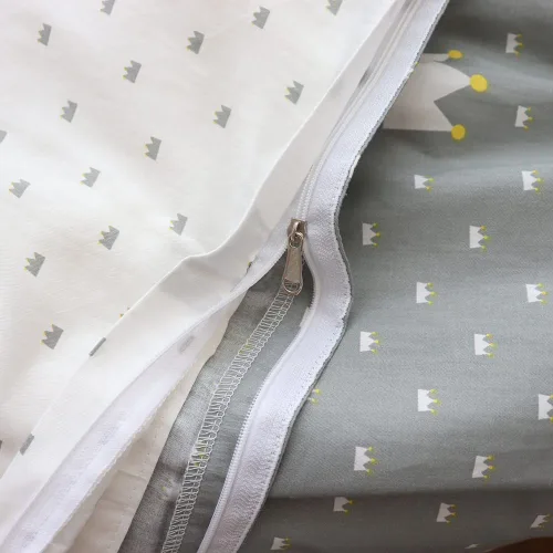 Vista 7 de Juego de ropa de cama de cuna 100% algodón para bebés, niños y niñas, 3 piezas, incluye funda de edredón, sábana bajera, funda de almohada Gris