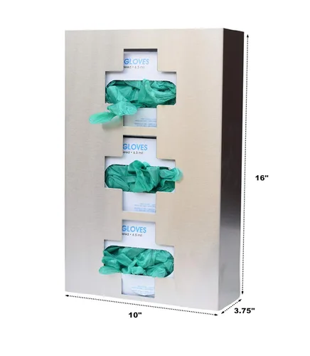 Vista 2 de Omnimed Dispensador de caja de guantes de acero inoxidable "Medical Cross" (triple)