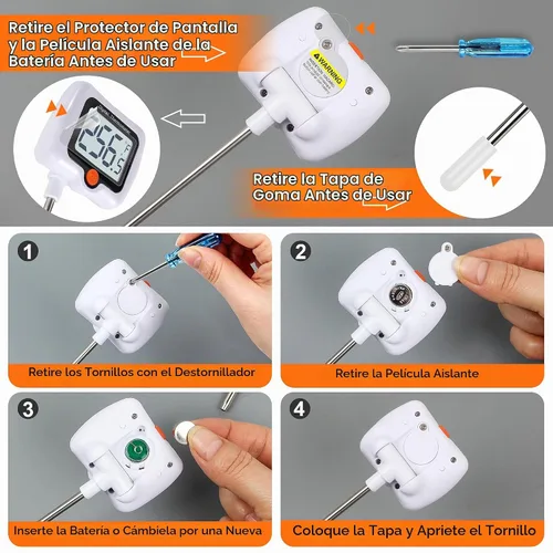 Vista 5 de Termómetro digital para dulces de 10 pulgadas de largo con clip para olla, termómetro para freír profundo, pantalla giratoria, el mejor termómetro