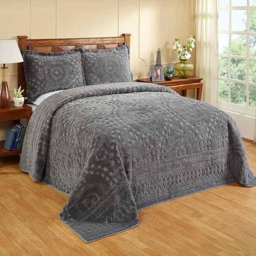 Vista 19 de Better Trends 1 colcha de chenilla tamaño matrimonial/doble, ropa de cama de chenilla 100% algodón, patrón de medallón ligero, decoración