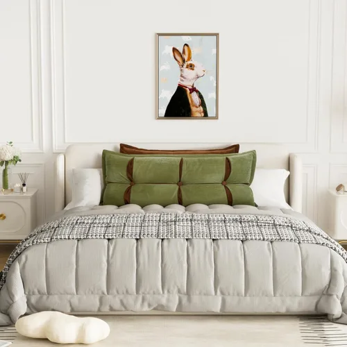 Vista 19 de Johnear Almohada de cabecera negra de felpa para lectura, almohada de apoyo para la espalda, almohada para cama sentada, sofá cama para adultos