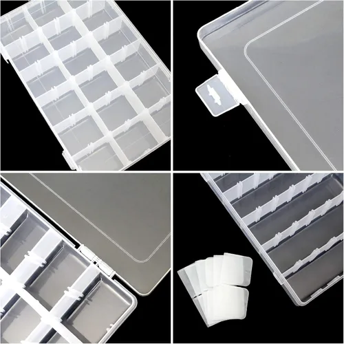 Vista 3 de Paquete de 5 cajas organizadoras de joyas de plástico con 18 correas grandes, estuche organizador de almacenamiento transparente con divisores