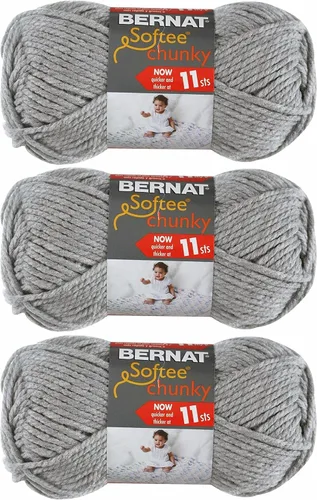Vista 5 de Bernat Softee - Hilo grueso, súper voluminoso #6, paquete de 3 madejas (gris jaspeado)