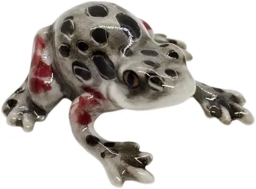Vista 6 de WitnyStore Figura de cerámica de rana manchada gris y roja para decoración de terrario, estatua coleccionable para coleccionistas adultos, escultura