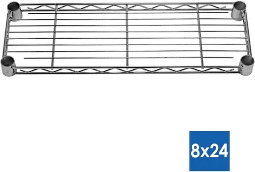 Vista 2 de Shelving Inc. Estantería de alambre cromado de 8 pulgadas de profundidad x 24 pulgadas de ancho x 54 pulgadas de alto con 6 estantes, capacidad