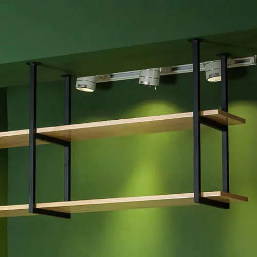Vista 4 de Shelves Ceiling Hanging Floating Shelves - Wall Mounted Plant Stand, Industrial Vintage Solid Wood Storage Rack, for Restaurant/Bar Display