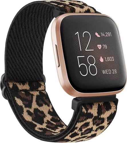 Vista 9 de AK Banda elástica compatible con Fitbit Versa 2 y Versa para mujeres y hombres, correas de nailon elásticas suaves ajustables para reloj inteligente