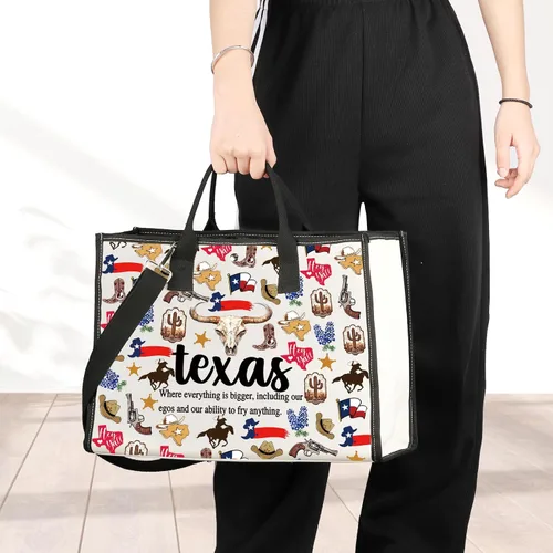 Vista 3 de JNIAP Bolsa de lona de Texas, regalos de viaje, bolsas de compras reutilizables de Texas, bolsas de comestibles