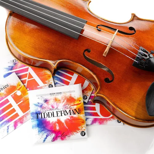 Vista 5 de Fiddlerman set de cuerdas para violín, centro sintético con terminación Ball-End para tamaños 4/4 y 3/4