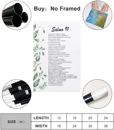 Vista 2 de Salmo 91, Póster Con Versículo Bíblico Español Salmo 91, Verso De La Biblia, Lienzo Para Pintura, Pó Pó Pó Pintura Decorativa Lienzo Póster De Pared
