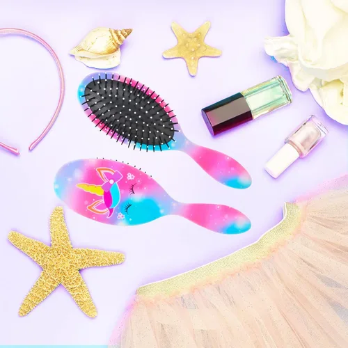 Vista 6 de Cepillo de pelo para niñas y niños pequeños, cepillo desenredante para cabello rizado y grueso, sin dolor, peine para niñas y mujeres, unicornio