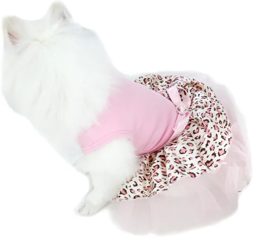 Vista 11 de Petitebella Vestido para perro cachorro con tema de leopardo liso (leopardo negro/beige, talla XS)