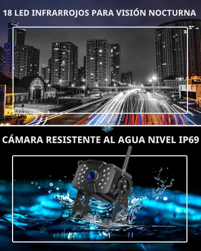 Vista 6 de Cámara de respaldo inalámbrica para autocaravana DOUXURY IP69 impermeable con ángulo de visión amplio de 170°, cámara de visión trasera HD 1080P +