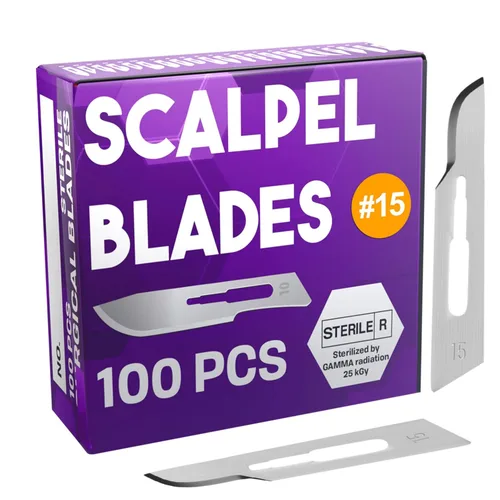 Vista 12 de Hojas 10r Dermaplaning 0.7mm Extra Anchas Paquete de 100 Hojas Quirúrgicas 10r, Tamaño 10r Hojas de Bisturí, Acero de Alto Carbono Dermablade Hojas