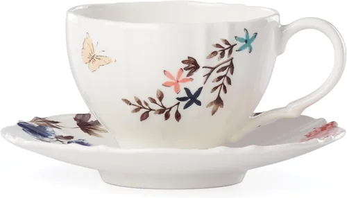 Vista 4 de Lenox Sprig & Vine - Juego de vajilla de 12 piezas, 17.30 libras, color blanco