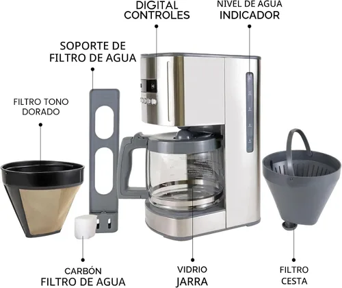 Vista 6 de Kenmore Cafetera de Goteo – Máquina de Café Programable con Jarra de Vidrio, Preparación Regular y Fuerte, Apagado Automático, Depósito de Agua