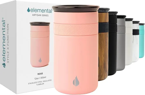 Vista 18 de Elemental Artisan Vaso Térmico Aislado, Taza de Viaje para Café de Triple Pared, Vaso Térmico de Café Reutilizable de Acero Inoxidable con Tapa