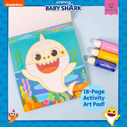 Vista 2 de Horizon Group USA Baby Shark Dot - Bloc de arte y marcadores, bloc de pintura de actividades encuadernadas en espiral, dabbers aptos para viajes