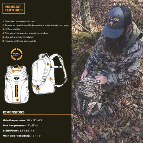 Vista 6 de Paquetes de caza TENZING TX Series Paquetes de caza de arco y rifle de primera con camuflaje de campo de roble, disponible en mochilas