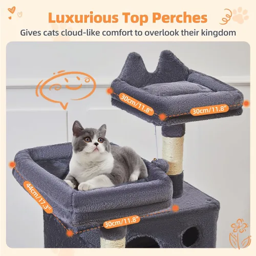 Vista 84 de Taoqimiao Árbol para gatos de 57.5 pulgadas, torre para gatos de interior para adultos, condominio extragrande para gatos, 8 postes rascadores