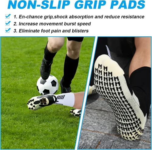 Vista 5 de Jspupifip Calcetines de fútbol antideslizantes, calcetines de fútbol antiampollas, calcetines deportivos con agarre deportivo para hombres, mujeres