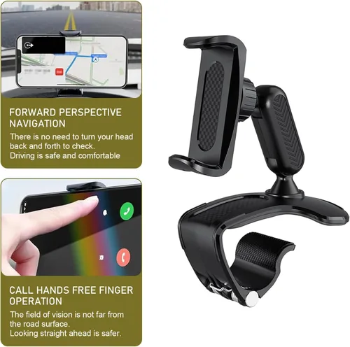 Vista 6 de Soporte giratorio para teléfono de automóvil de 360°, abrazadera de resorte ajustable para teléfonos inteligentes de 4.7 a 6.5 pulgadas, soporte