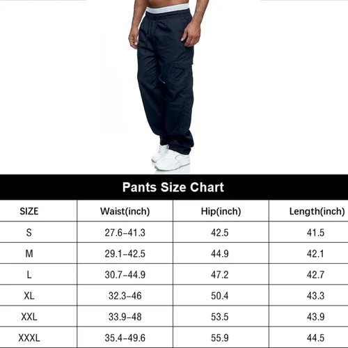 Vista 7 de WZIKAI Pantalones cargo para hombre, ajuste relajado, con cordón, pantalones deportivos para hombre, pantalones largos casuales de entrenamiento