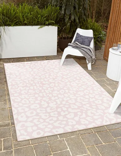 Vista 40 de Unique Loom colección Outdoor Safari Alfombra para exteriores - Leopardo (13' redonda, azul/gris)