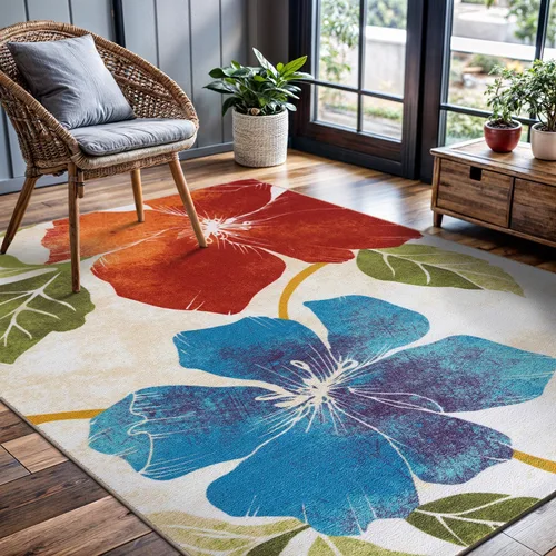 Vista 13 de CAMILSON Solana - Alfombra moderna con diseño floral de 2 x 3 pies, antideslizante y parte trasera de goma, negro - flores grises, alfombra