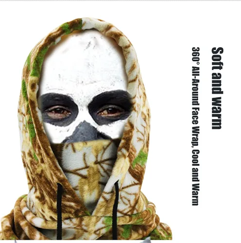 Vista 4 de TTJZ Polaina para el cuello, pasamontañas, bufanda y sombrero, máscara de esquí, accesorios para traje Ghillie