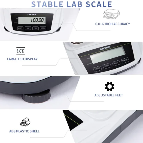 Vista 6 de Báscula de laboratorio 600gx0.0.04 oz Escala de alta precisión 0.00 oz Precisión Laboratorio Equilibrio analítico digital joyería Gram Farmacia LCD