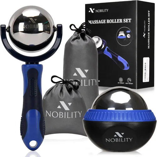 Vista 9 de Nobility Rodillo de bola de masaje: frío y caliente para el tejido profundo y el dolor muscular para aliviar la rigidez y el estrés, cuerpo, cuello