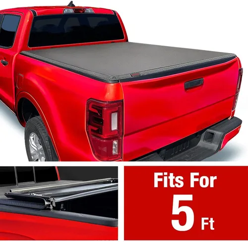 Vista 2 de MaxMate - Funda suave de triple pliegue para tonneau de camioneta, compatible con Ford Ranger 2019-2023 Cama de 5' (61") TCF371066 Estilo: suave