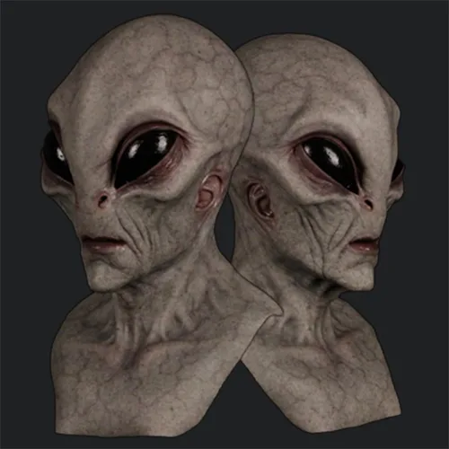Vista 5 de Máscara de alienígena de látex para disfraz de cabeza completa, disfraz extraterrestre para Halloween, carnaval, fiesta de disfraces