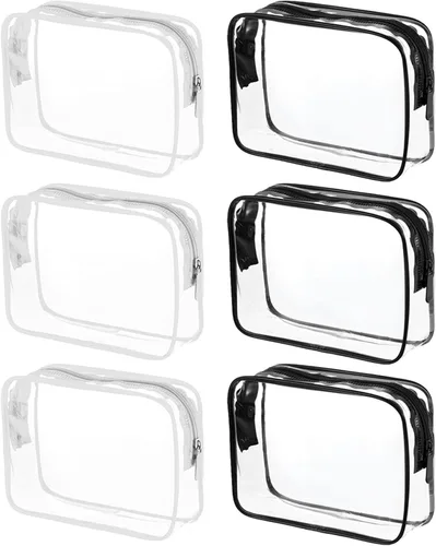 Vista 8 de Bolsas de cosméticos transparentes para mujeres y hombres, bolsas de aseo impermeables, bolsas de maquillaje de PVC, estuche organizador