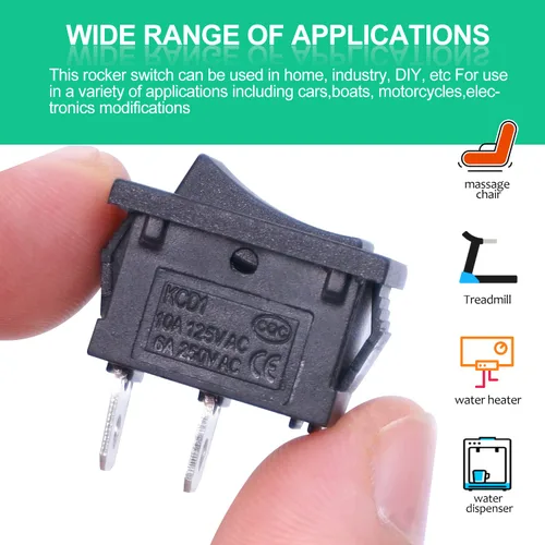 Vista 4 de Twidec /6 interruptores basculantes de 12 V de encendido/apagado de barco CA 6A/250V 10A/125V SPST 2 pines 2 posiciones interruptor de palanca