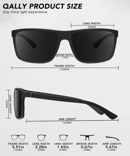 Vista 4 de Gafas de sol polarizadas para hombre, marco rectangular, gafas de sol polarizadas para hombre, gafas de sol deportivas con protección UV400